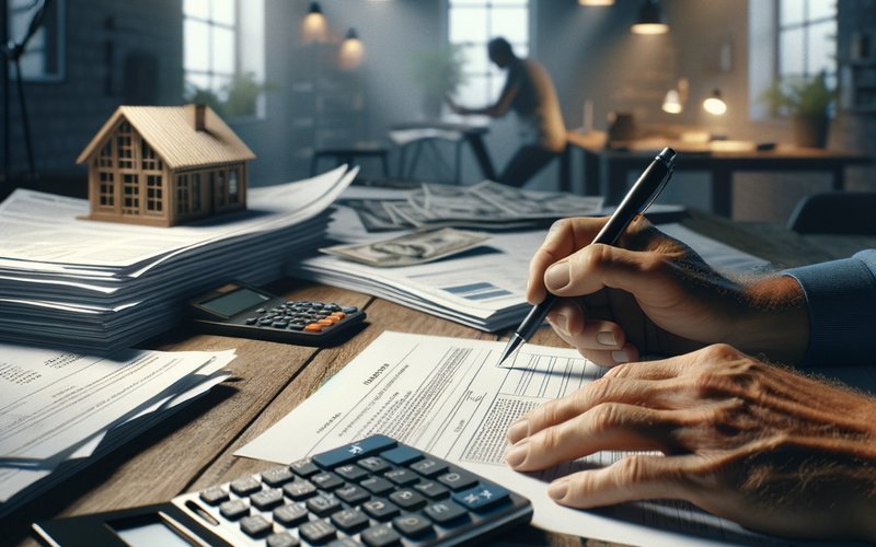 Homeowner calculating ADU permit costs and budgeting expenses